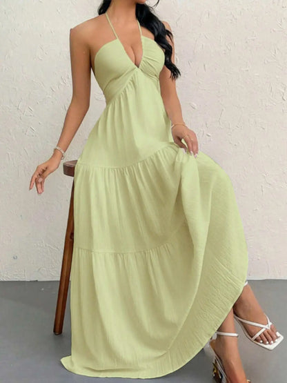 Halter Neck Tiered Maxi Dress