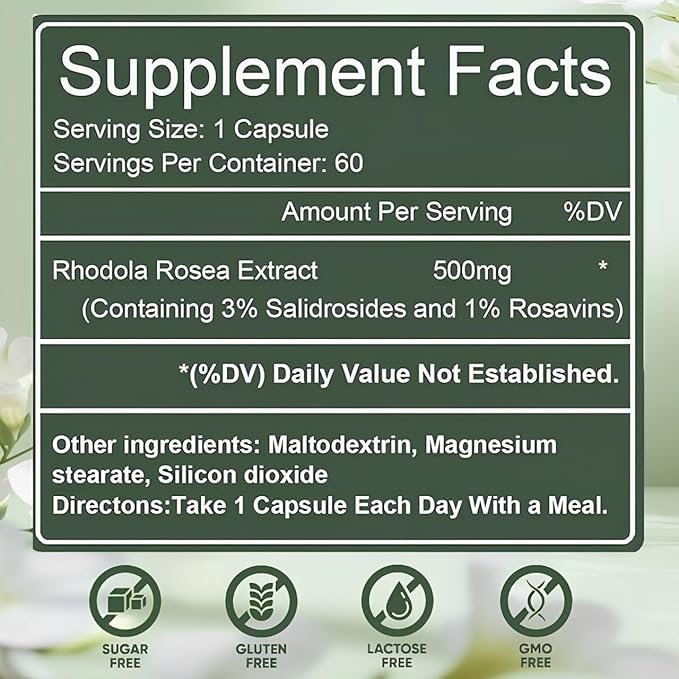 Rhodiola Rosea 500mg Capsules – Stress Support & Energy Formula