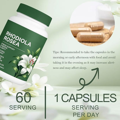 Rhodiola Rosea 500mg Capsules – Stress Support & Energy Formula