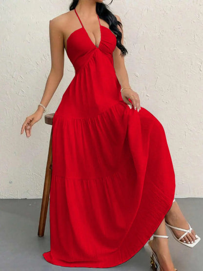 Halter Neck Tiered Maxi Dress