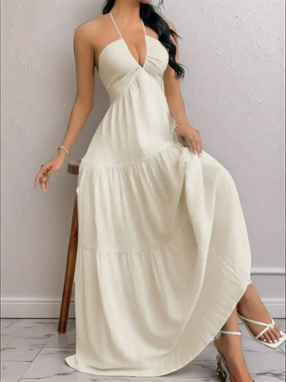 Halter Neck Tiered Maxi Dress