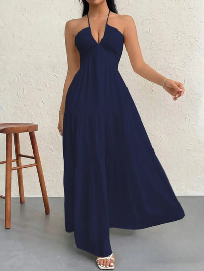 Halter Neck Tiered Maxi Dress