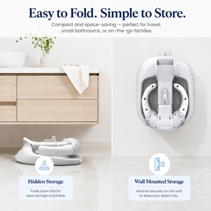 Close view of the built-in shower head holder and the textured non-slip standing surface